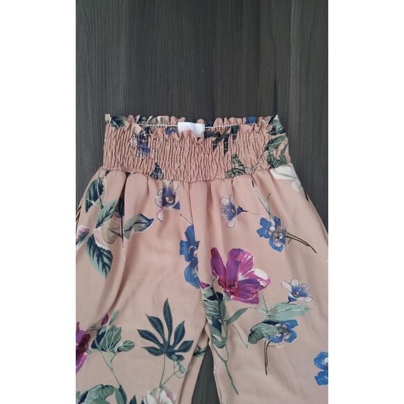 Peach Love Boho floral lightweight pants size medium flare flowy chic fairycore - Picture 5 of 6
